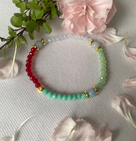 Hint of Red Beaded Bracelet