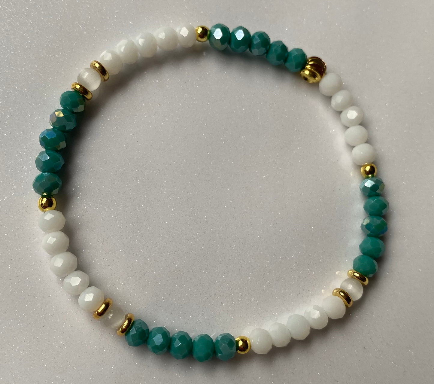 Teal and white beaded Bracelet