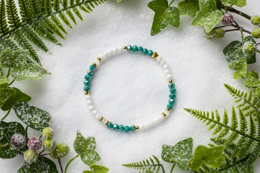 Teal and white beaded Bracelet