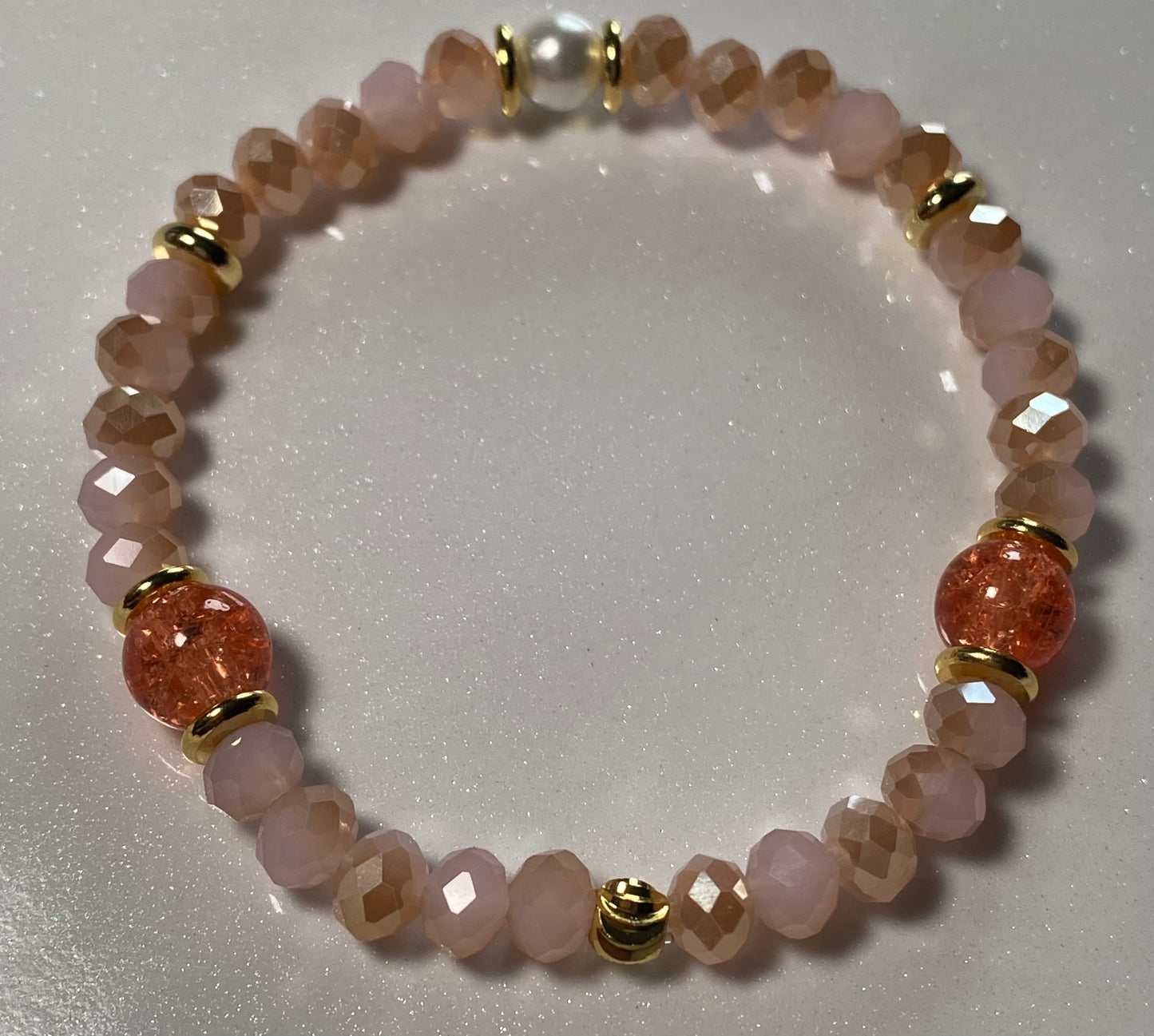 Watermelon color style beaded bracelet