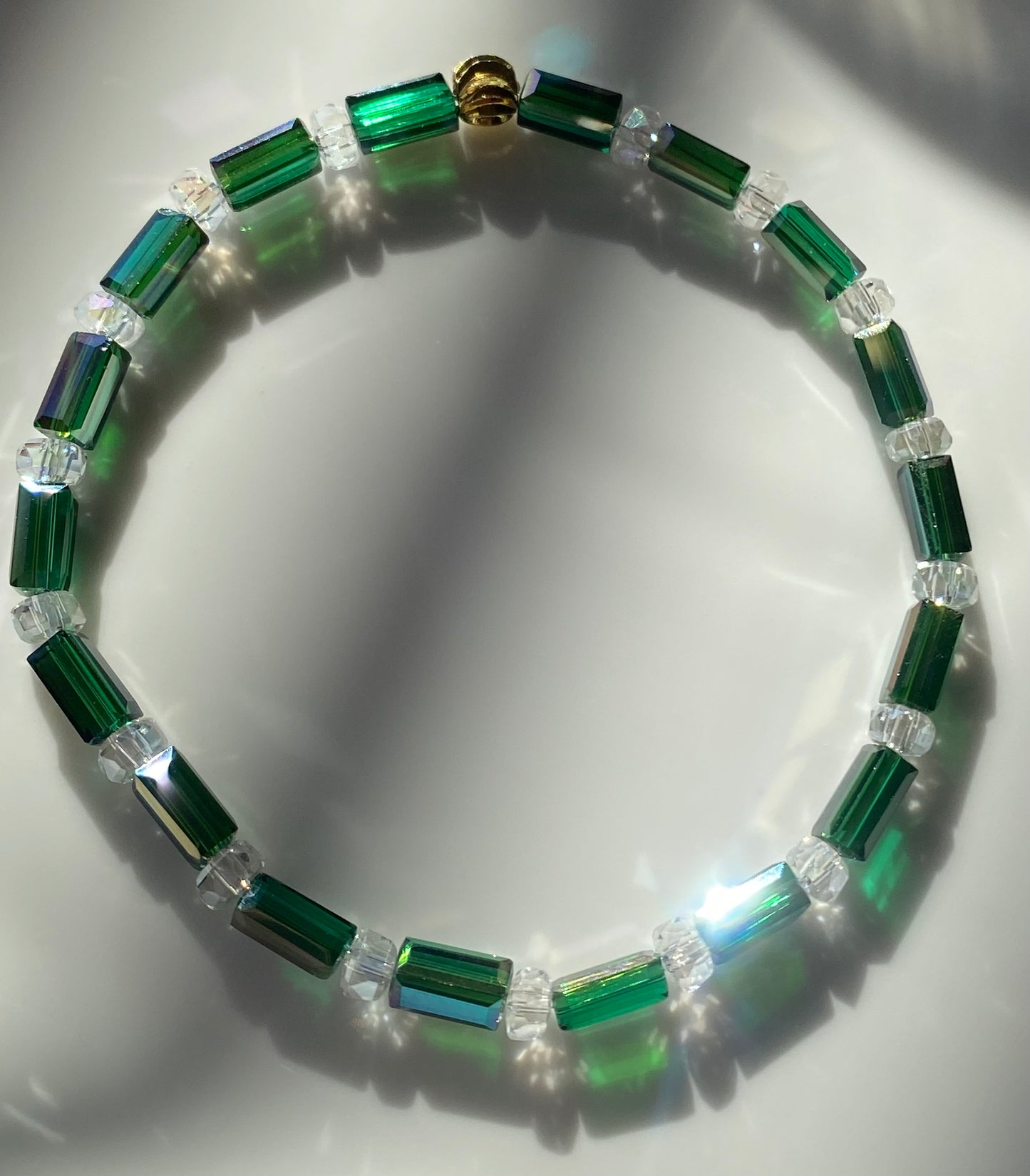 Emerald Glass Crystal Beaded Bracelet