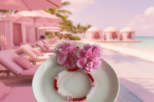 Pink Crystal Beaded Bracelet