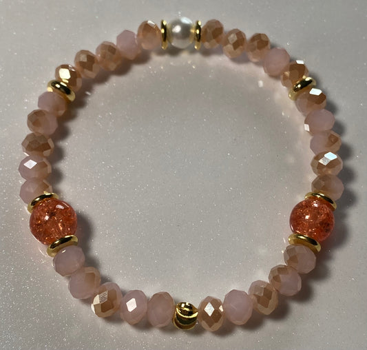 Watermelon color style beaded bracelet