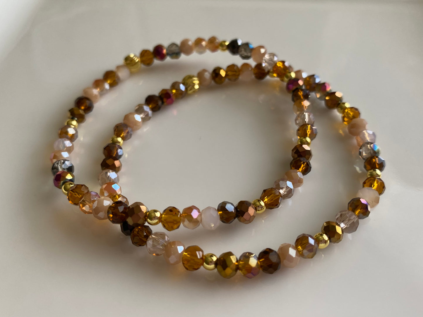 Elegant Champagne Color Beaded Bracelet