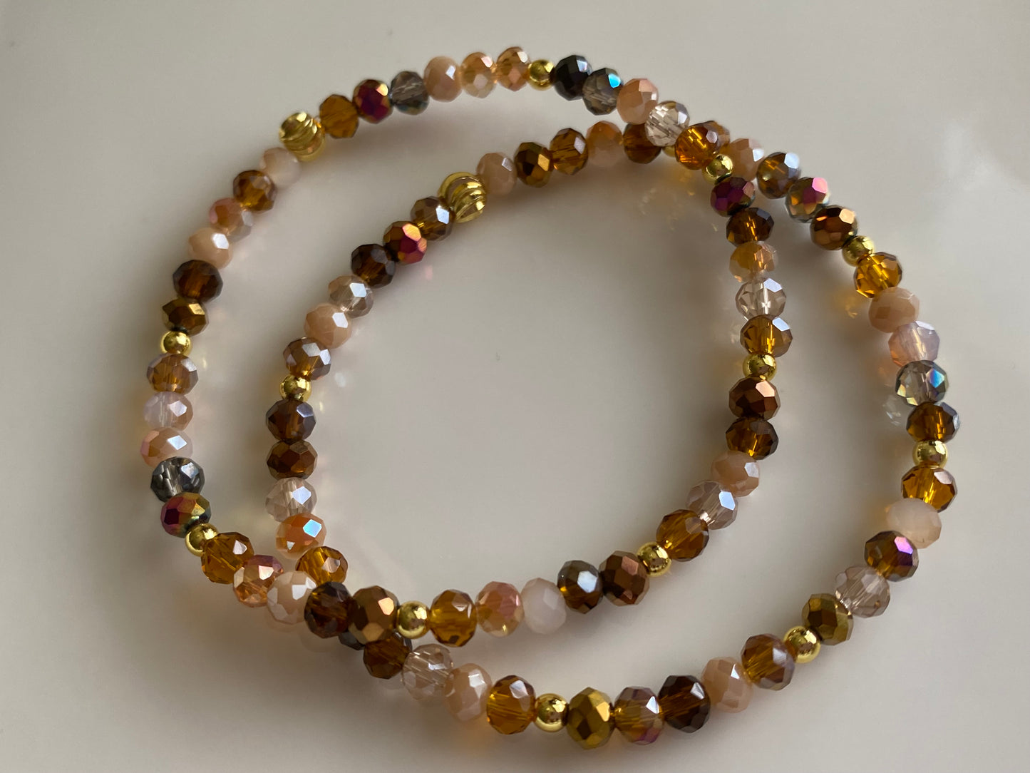 Elegant Champagne Color Beaded Bracelet