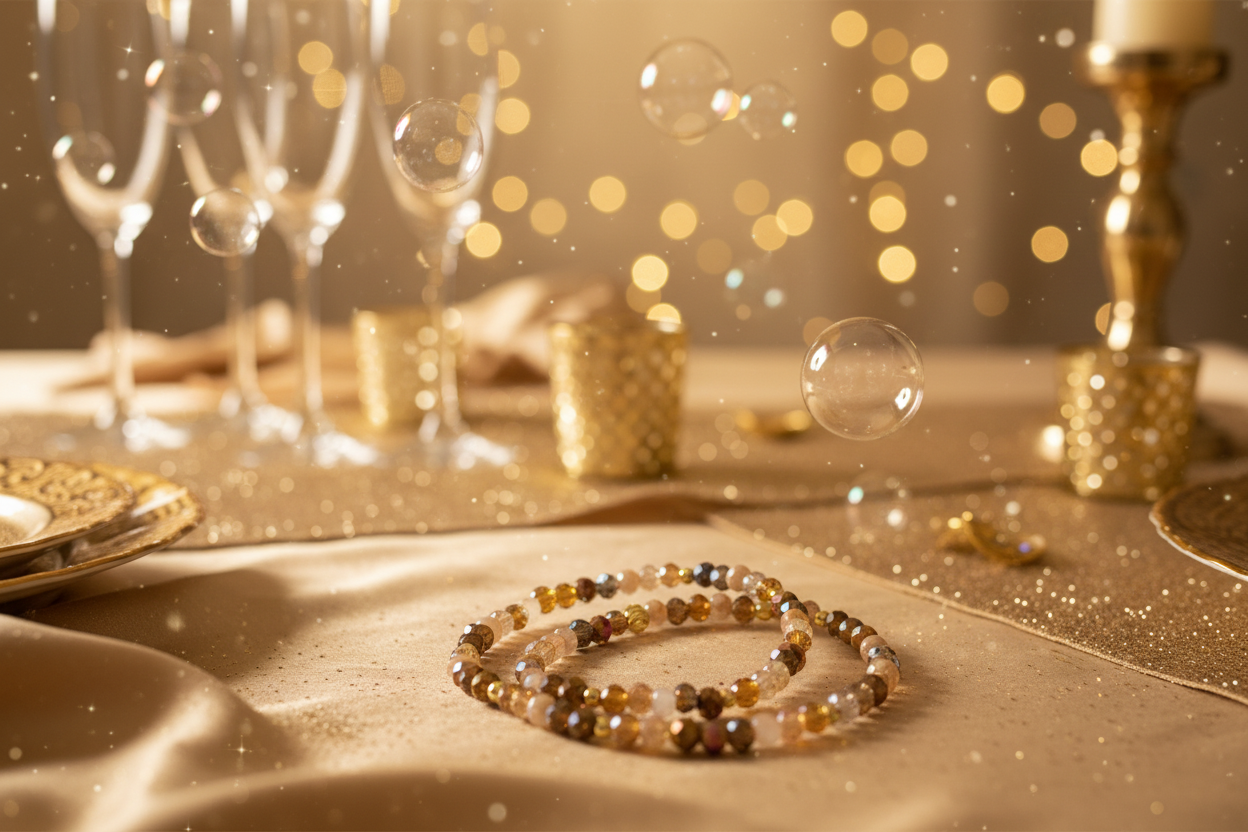 Elegant Champagne Color Beaded Bracelet