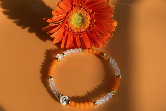 Orange Crystal Beaded Bracelet
