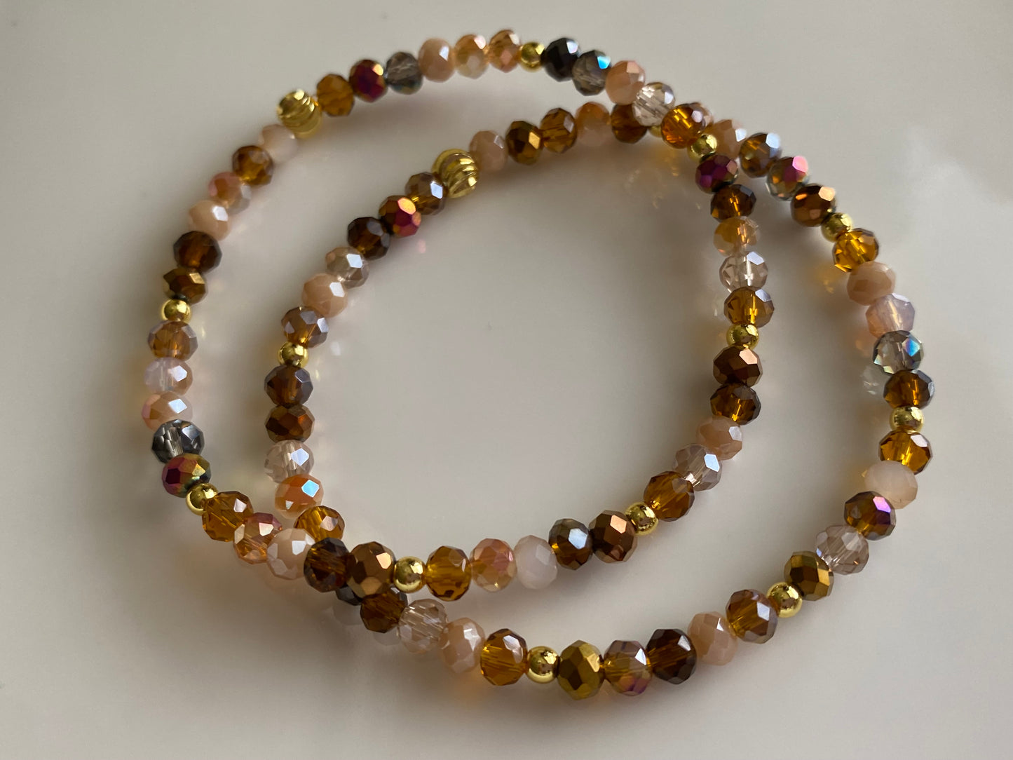 Elegant Champagne Color Beaded Bracelet