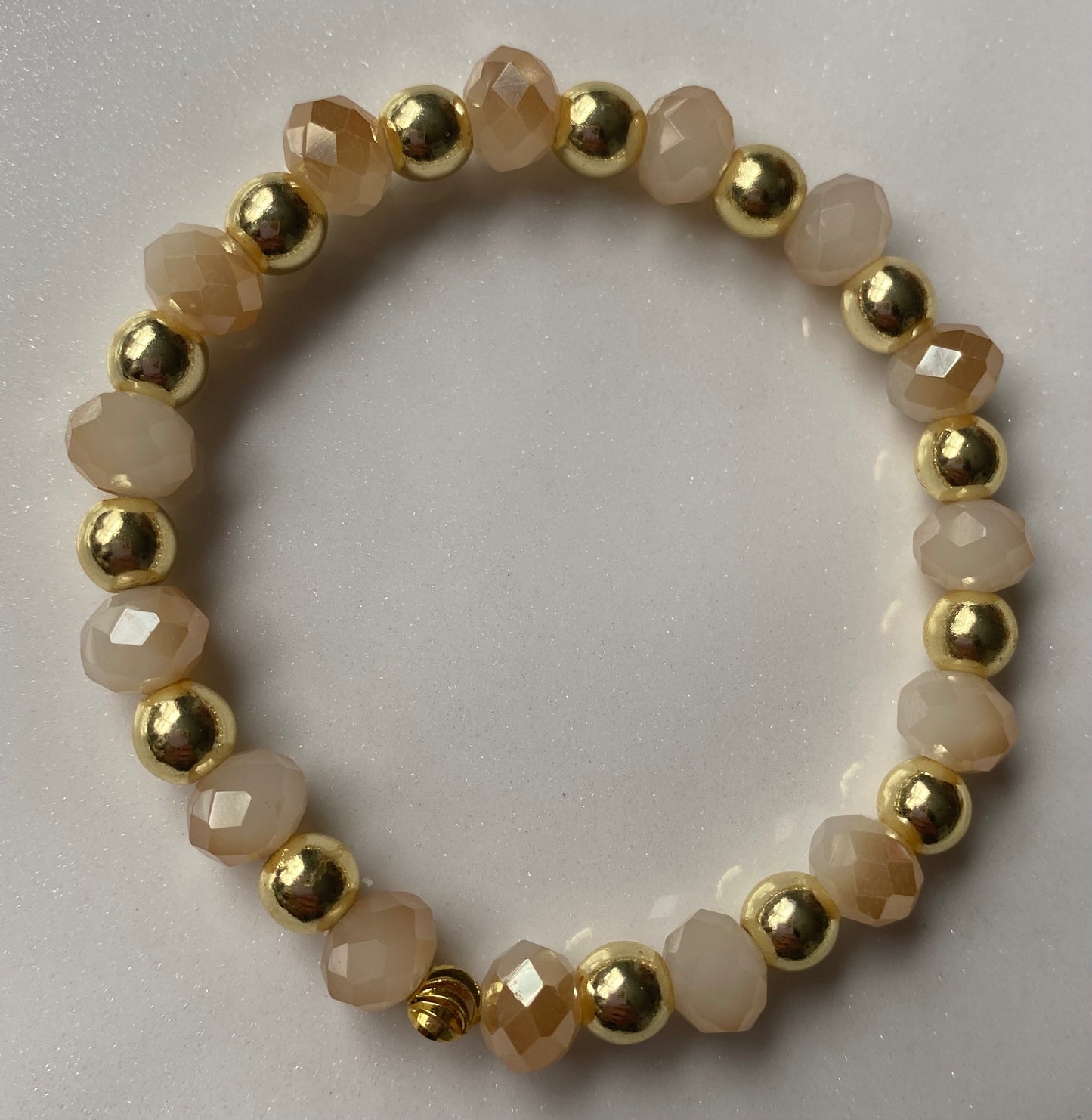 Sweet Beige and Gold Brass Beaded Bracelet