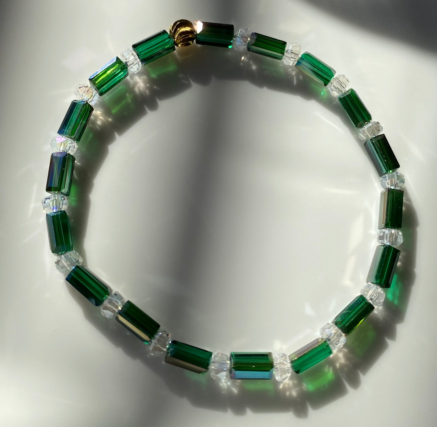 Emerald Glass Crystal Beaded Bracelet