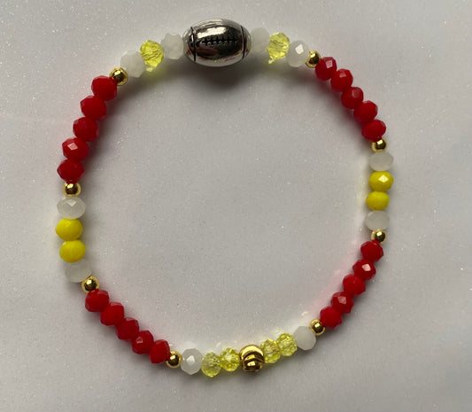 Chiefs with Football Charm Beaded Bracelet
