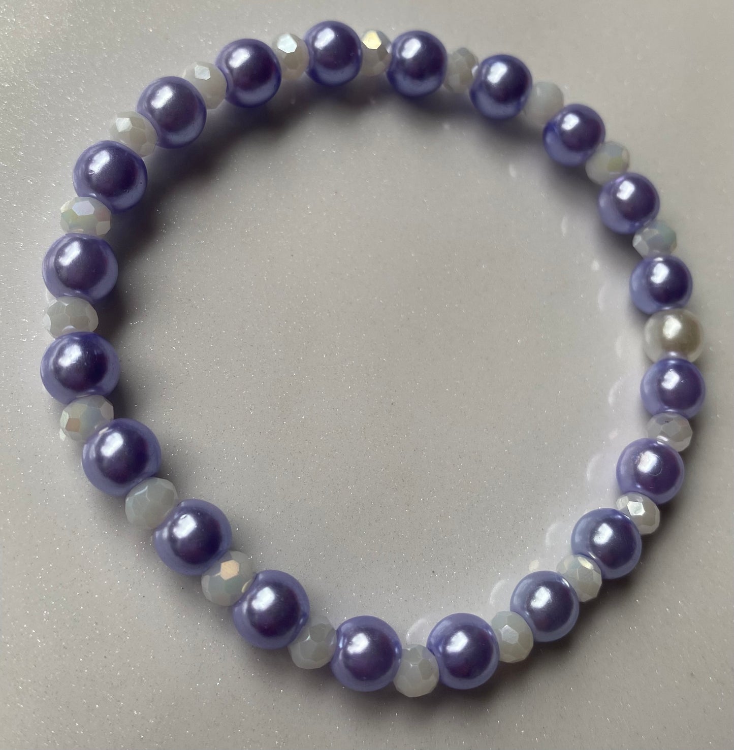 Purple White Beaded Bracelet