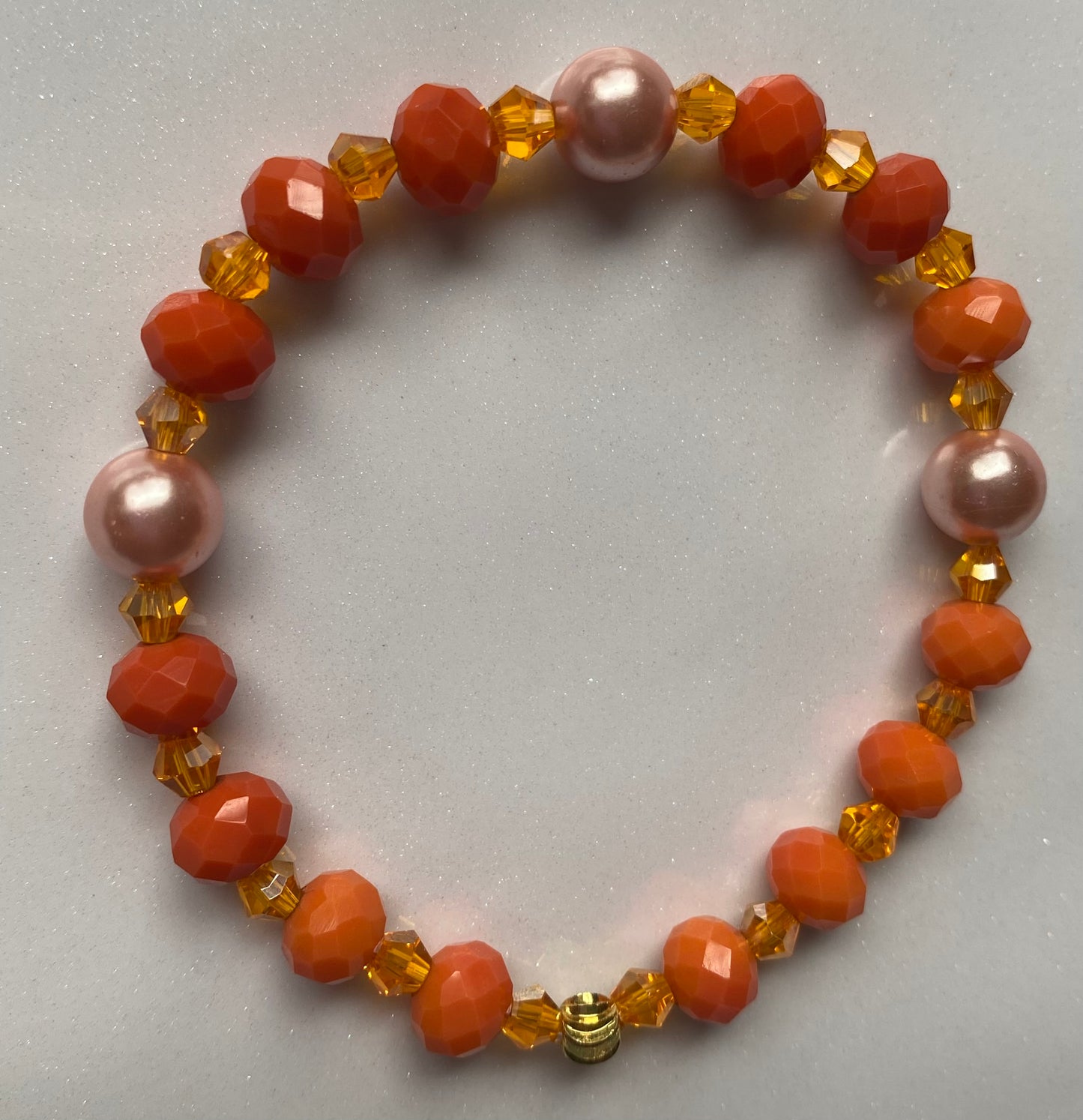 Orange with Freshwater Pearl Beaded Bracelet