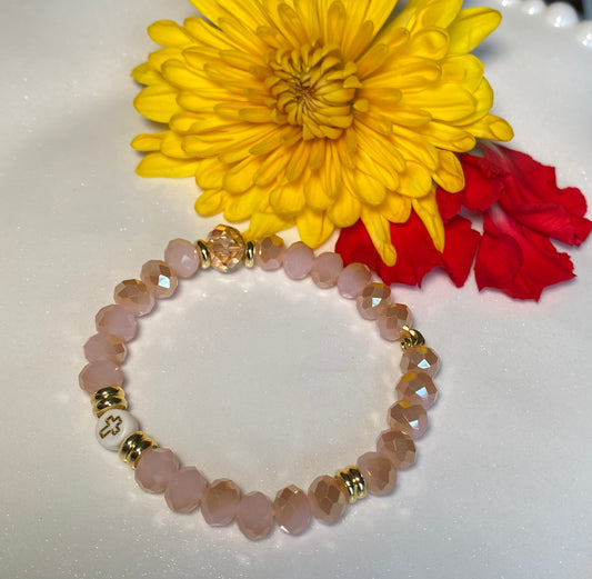 Beige Pink Beaded Bracelet