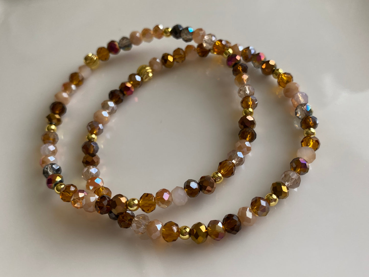 Elegant Champagne Color Beaded Bracelet