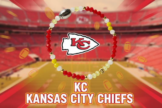 Chiefs with Football Charm Beaded Bracelet