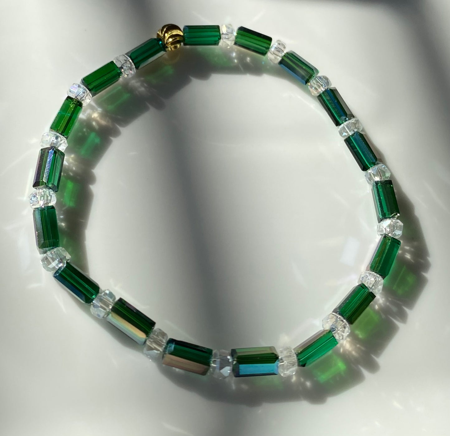 Emerald Glass Crystal Beaded Bracelet