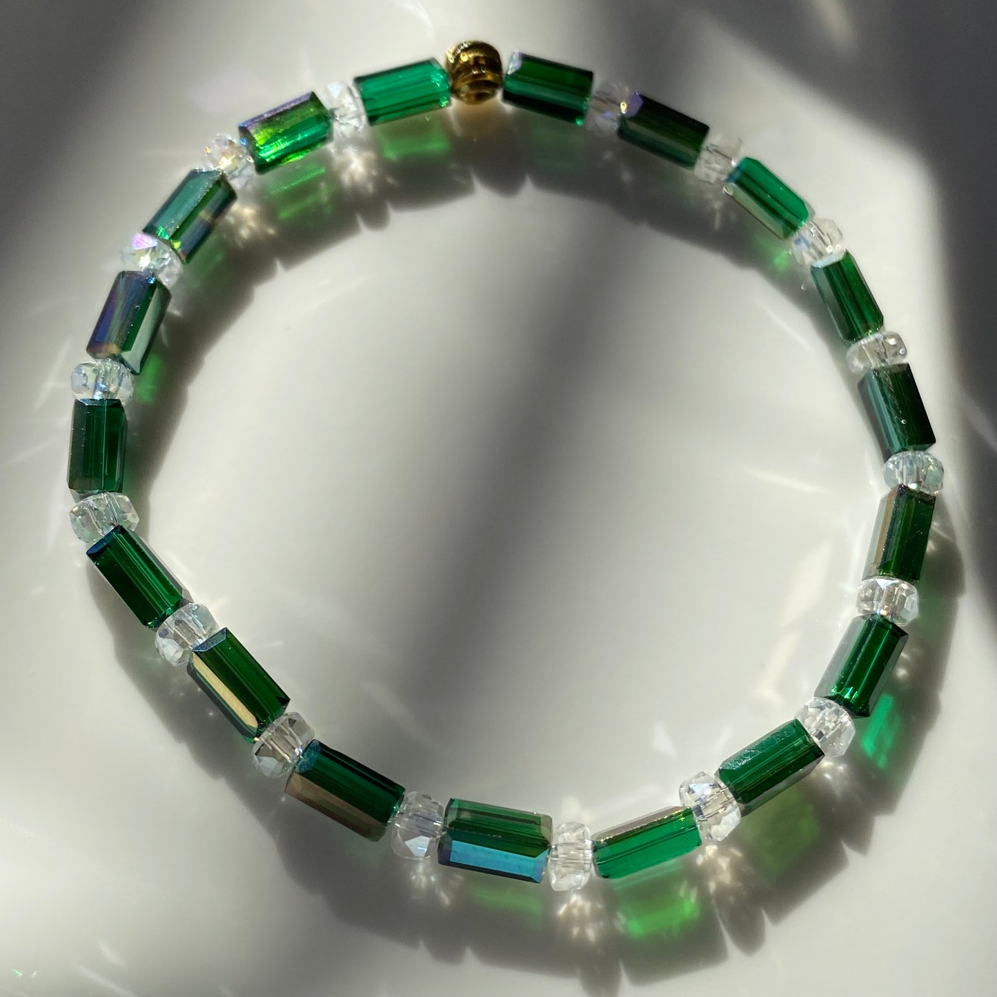 Emerald Glass Crystal Beaded Bracelet